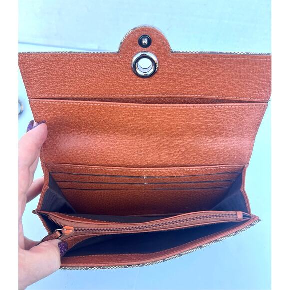 Gucci Eclipse Continental GG Monogram Brown Canvas Leather Trim Trifold Wallet - Picture 10 of 14